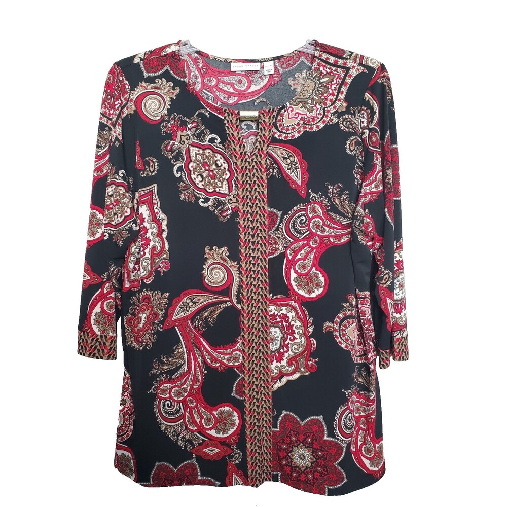Susan Graver LiquidKnit Paisley Hardware Detail Tunic Size XL Lagenlook